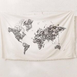 Urban Outfitters Armando Veve Map Tapestry 2016 Collection 90"w x 56"